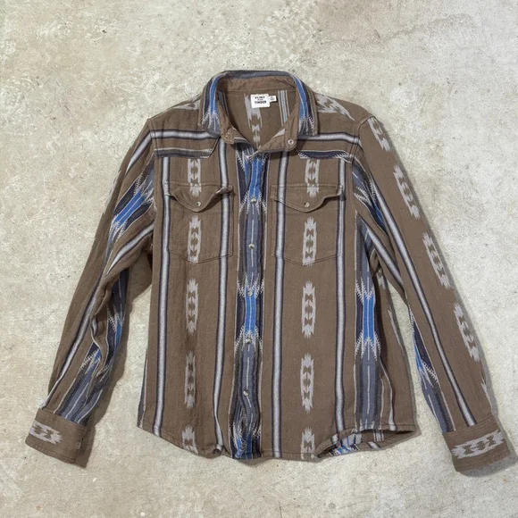 Flint and Tinder Long Sleeve Saddle Blanket Shirt Men's XL Brown Blue Southwest - Picture 5 of 12